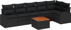 vidaXL Kerti Kanapé Szett tárolóval 7 pcs Fekete polirattan