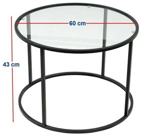 Berlin Black dohányzóasztal, 60 cm
