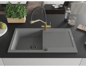 Mexen Leo, 1 kamrás gránit mosogató 900x500x190 mm és Duo mosogató csaptelep, szürke, 6501-71-671701-57-B
