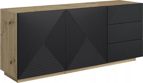 Asha komód 167 cm kétajtós fiókos - artisan / fekete matt