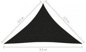 fekete háromszögű oxford-szövet napvitorla 2,5 x 2,5 x 3,5 m