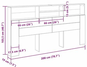 Fejhajtó szekrény Musta tammi 200 x 19 x 103.5 cm Műanyag Fa