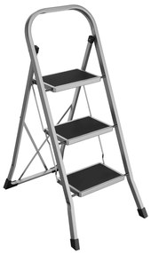 3 lépcsős fellépő, összecsukható létra,szürke- fekete