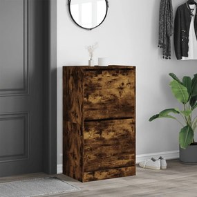 füstös tölgy cipőszekrény 2 kihajtható fiókkal 60x42x108 cm