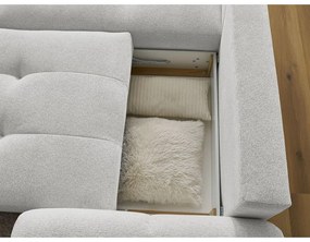 Világosszürke zsenília kinyitható-tárolóhelyes sarokkanapé (bal oldali-heverő résszel) Roxelane – Bobochic Paris