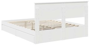 vidaXL Ágykeret fiókkal fejtámlával Fehér 150 x 200 cm Faanyag