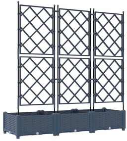 Kerti Cserép Trellis-szel 3 db Szürke 120x40x125.5 cm