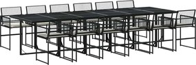 vidaXL 13 részes fekete polyrattan kerti ülőgarnitúra párnákkal