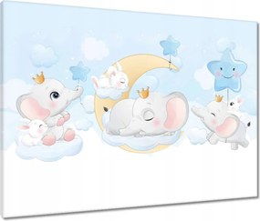 Vászonkép 80x60 Elefánt- és nyúlcsalád