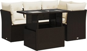 vidaXL 5 részes barna polyrattan kerti ülőgarnitúra párnával