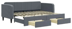 sötétszürke kihúzható bársony heverő 90 x 200 cm