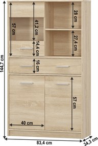 Vitrin 2D1W1S/80, sonoma tölgyfa, TEYO