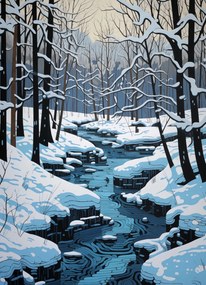 Poszter 13x18cm Folyó a téli időszakban