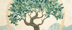 Kép – Elegáns mozaik fával (120x50 cm)