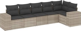 vidaXL 6 részes világosszürke polyrattan kerti ülőgarnitúra párnákkal
