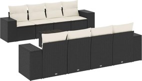 vidaXL 9 részes fekete polyrattan kerti ülőgarnitúra párnákkal