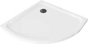 Mexen Flat félkör alakú slim zuhanytálca 80 x 80 cm, fehér, fekete szifon - 41108080B