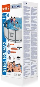 Bestway Steel Pro MAX föld feletti medence, szürke, átmérő 396 cm, magas 122 cm