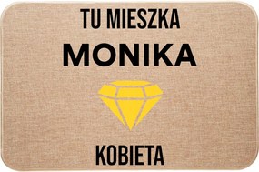 Lábtörlő Személyre szabott lenvászonból Itt lakik Név Gyémánt Nő