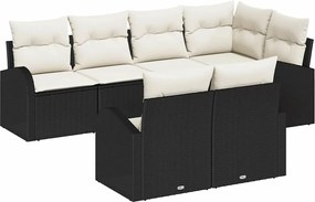vidaXL Kerti Kanapé Szett Fekete polirattan