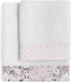 Happy Friday Törölköző szett 100% pamut 100x50 140x70 cm fehér/rózsaszín