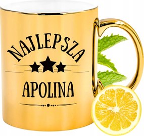 Prémium Arany Csillogó Bögre Apolina Ajándék Nyomtatott Fotóval