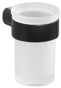 Gedy - Falra szerelhető fogkefe tartó PIRENEI lágy üveg/fekete