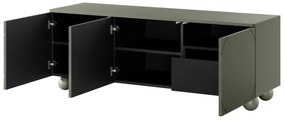 Sonatia II háromajtós TV szekrény, gömb lábakon - 150 cm - oliva színű