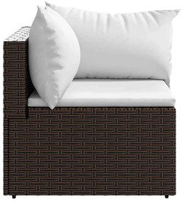 vidaXL barna polyrattan kerti sarokkanapé párnákkal