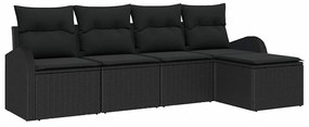vidaXL Kanapé Szett párnával tárolóval 5 pcs Fekete polirattan
