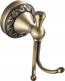 Falra szerelhető antik sárgaréz kabát- és köntösakasztók, dupla törölközőakasztók fürdőszobába