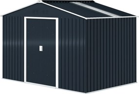 Outsunny Tároló Sátor 4,9 m², Kerti Sátor Párkányos Tetővel, Tolóajtóval, Alapzattal, 277 x 195 x 192 cm, Szerszámtároló Horganyzott Acélból, Időjárás