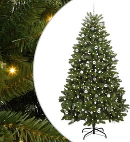 vidaXL Mű karácsonyfa 300 LED-del Zöld 240 cm PVC és fém