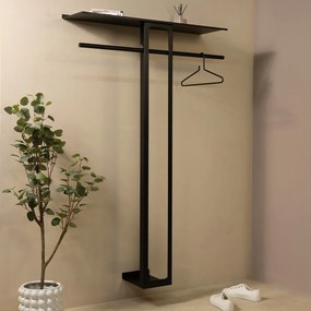 Fekete acél fali fogas polccal 100 cm Luno Large – Spinder Design