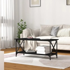 Fekete szerelt fa és vas dohányzóasztal 100 x 45 x 45 cm