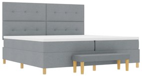 vidaXL Boxspring Ágy Mattal &amp; Pad Light Grey 200x200 cm Szövet