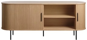 Natúr színű alacsony komód tolóajtóval, tölgyfa dekorral 76x180 cm Nola – Unique Furniture
