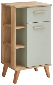 Zöld alacsony fürdőszoba szekrény tölgyfa dekorral 51x90 cm Set 963 - Pelipal
