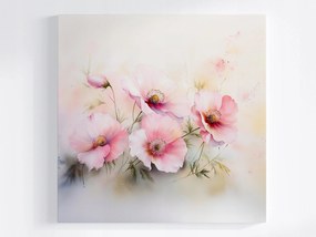 Vászonkép Canvas Akvarell Természet Rózsaszín Mezei Virágok Pipacsok 80x80