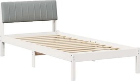 vidaXL Ágykeret Fehér és világosszürke 90 x 190 cm Tömör fenyőfa