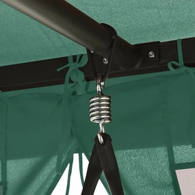 zöld szövet és acél kerti pavilon hintapaddal