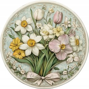 Kerámia poháralátétek Húsvéti dekoráció Tavaszi virágok csokor