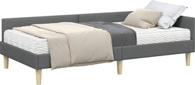 vidaXL Sarok Ágykeret Matraccal matracmal 2 pcs Szürke szövet