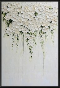 Poszter Keret Alumínium Természet Olaj Impasto 3D Fehér Kúszónövény Virágok 40x60