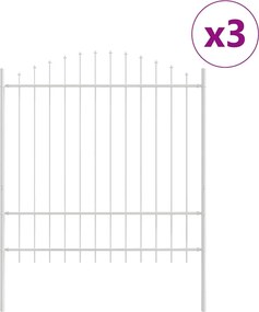 vidaXL Kerti Kerítés 3 pcs Fehér 170 x 215 cm Porszórt acél