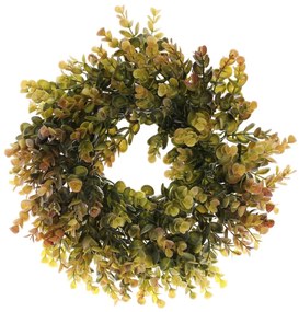 Mű őszi koszorú Eucalyptus, átmérő 30 cm,zöld-barna
