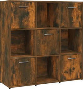 vidaXL füstös tölgyszínű szerelt fa könyvszekrény 90 x 30 x 90 cm