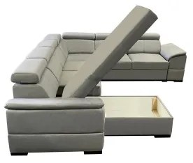 Kihúzható ülőgarnitúra univerzális U-formájú sarokkal és tárolóhellyel GRANADA világosszürke