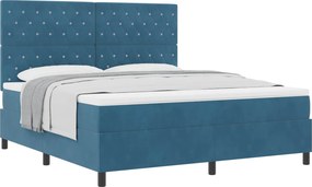 vidaXL Boxrugós ágy matracmal Sötét kék 180 x 200 cm szövet