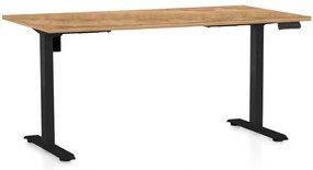 OfficeTech B állítható magasságú asztal, 160 x 80 cm, fekete alap, arany tölgy